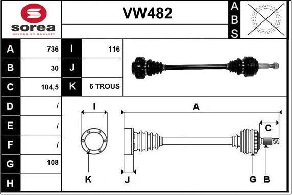 Sera VW482 - Приводной вал autosila-amz.com