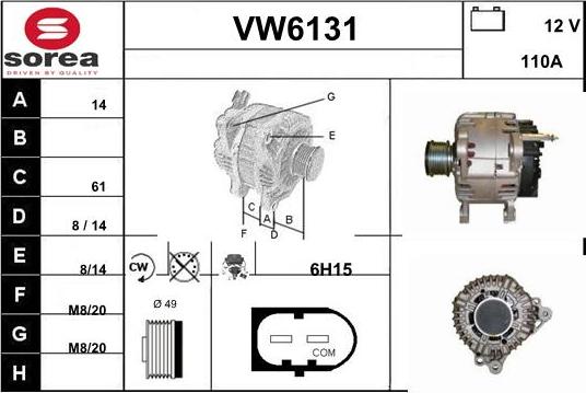 Sera VW6131 - Генератор autosila-amz.com