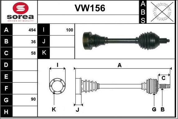 Sera VW156 - Приводной вал autosila-amz.com