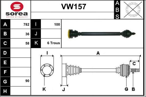 Sera VW157 - Приводной вал autosila-amz.com