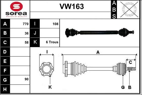 Sera VW163 - Приводной вал autosila-amz.com