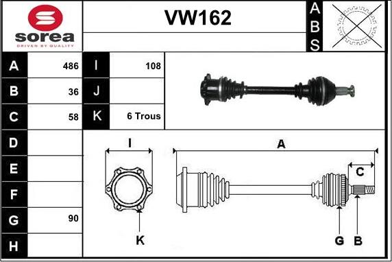 Sera VW162 - Приводной вал autosila-amz.com