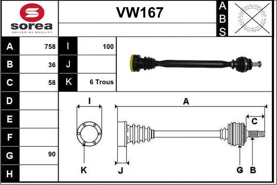 Sera VW167 - Приводной вал autosila-amz.com