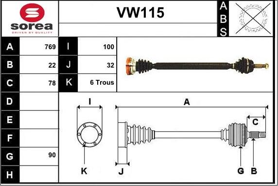 Sera VW115 - Приводной вал autosila-amz.com