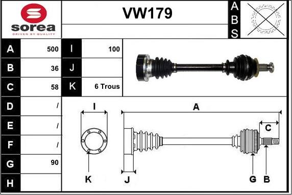 Sera VW179 - Приводной вал autosila-amz.com