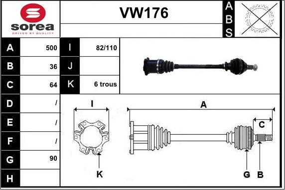 Sera VW176 - Приводной вал autosila-amz.com