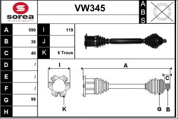 Sera VW345 - Приводной вал autosila-amz.com