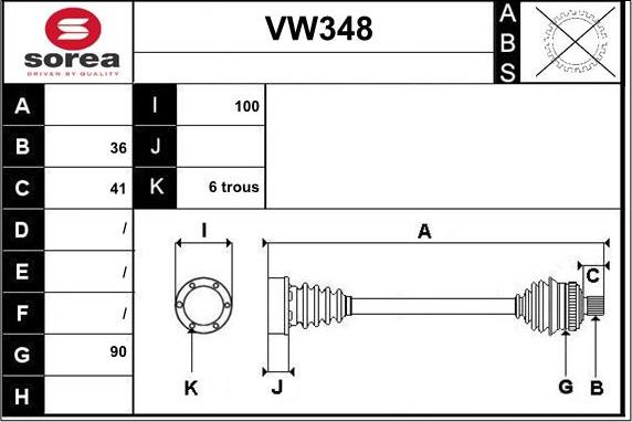 Sera VW348 - Приводной вал autosila-amz.com