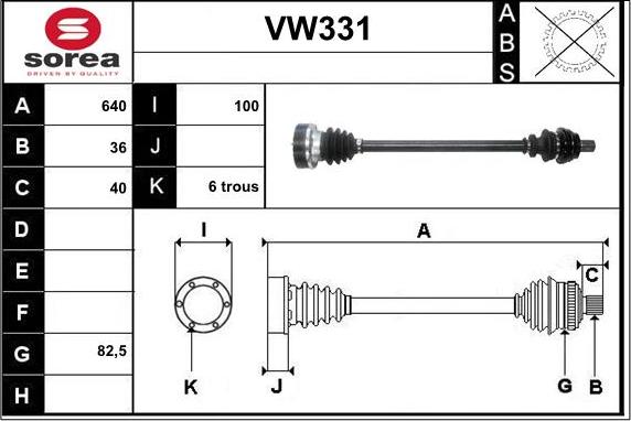 Sera VW331 - Приводной вал autosila-amz.com