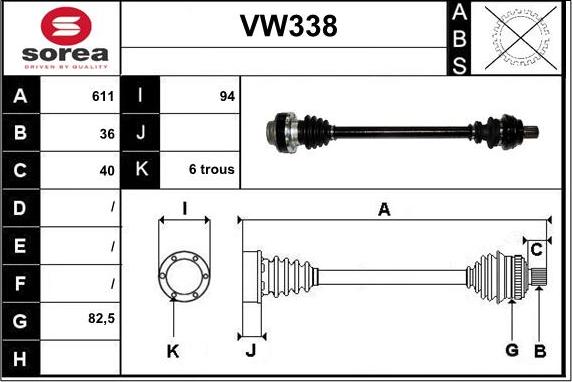 Sera VW338 - Приводной вал autosila-amz.com