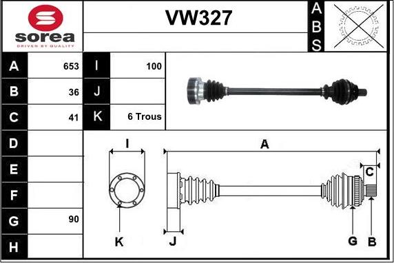 Sera VW327 - Приводной вал autosila-amz.com