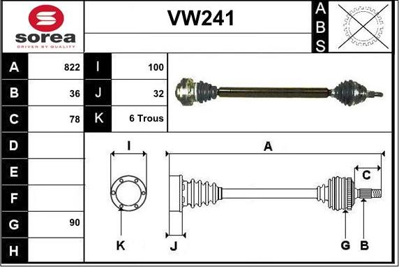 Sera VW241 - Приводной вал autosila-amz.com