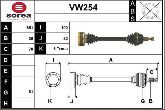 Sera VW254 - Приводной вал autosila-amz.com