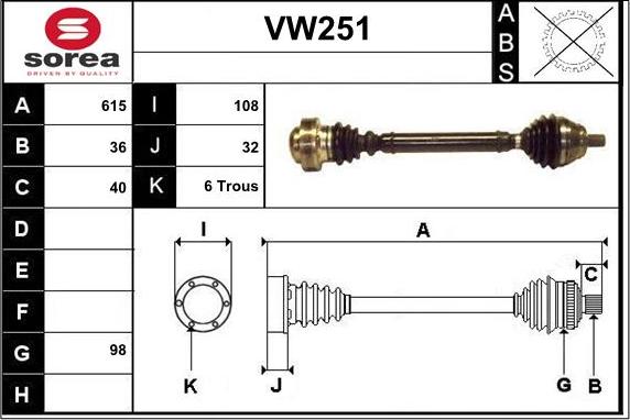 Sera VW251 - Приводной вал autosila-amz.com