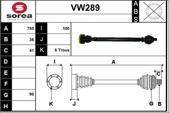 Sera VW289 - Приводной вал autosila-amz.com