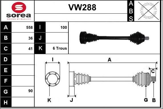 Sera VW288 - Приводной вал autosila-amz.com