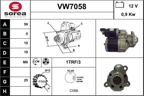 Sera VW7058 - Стартер autosila-amz.com