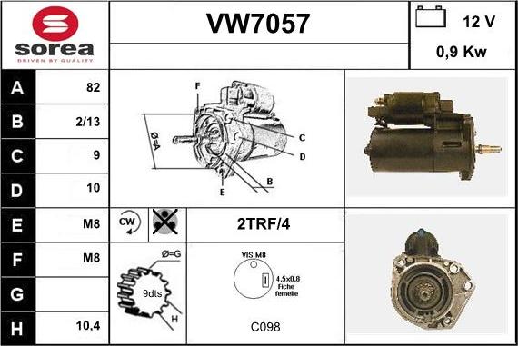 Sera VW7057 - Стартер autosila-amz.com