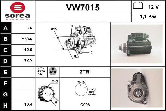 Sera VW7015 - Стартер autosila-amz.com