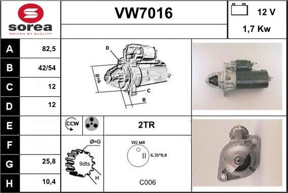 Sera VW7016 - Стартер autosila-amz.com