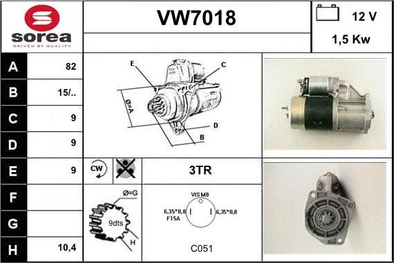 Sera VW7018 - Стартер autosila-amz.com