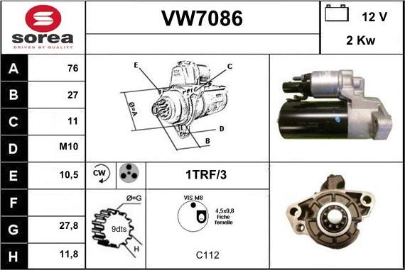 Sera VW7086 - Стартер autosila-amz.com