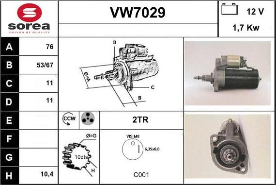 Sera VW7029 - Стартер autosila-amz.com