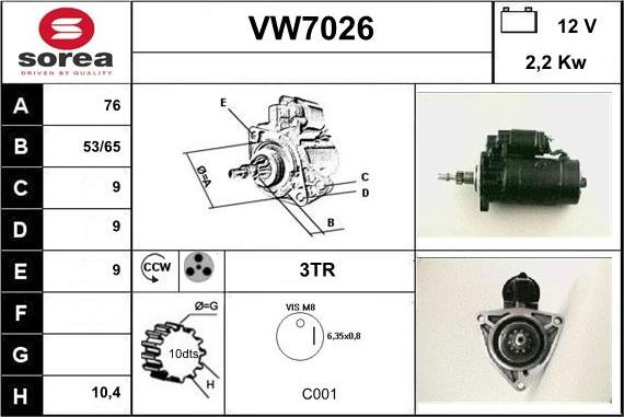 Sera VW7026 - Стартер autosila-amz.com