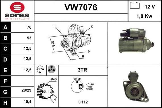 Sera VW7076 - Стартер autosila-amz.com