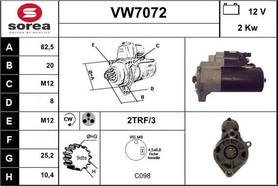 Sera VW7072 - Стартер autosila-amz.com