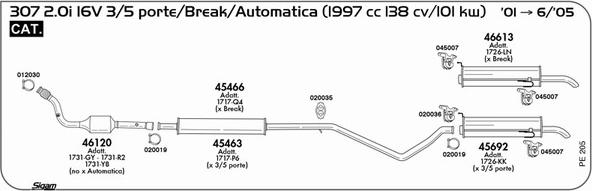 Sigam PE205 - Система выпуска ОГ autosila-amz.com