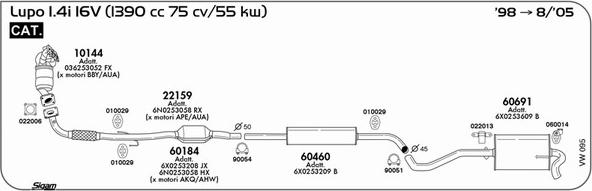 Sigam VW095 - Система выпуска ОГ autosila-amz.com