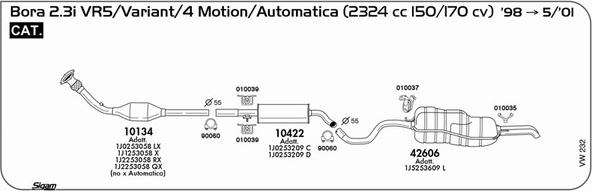 Sigam VW232 - Система выпуска ОГ autosila-amz.com