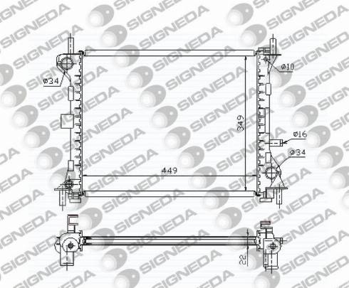 Signeda RA62074A - Радиатор, охлаждение двигателя autosila-amz.com