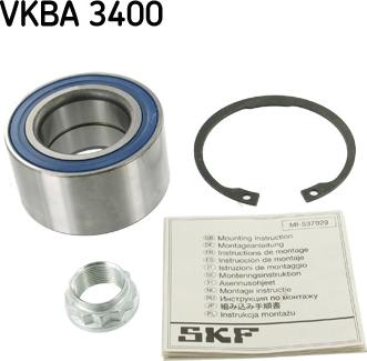 SKF VKBA 3400 - Комплект подшипника ступицы колеса autosila-amz.com