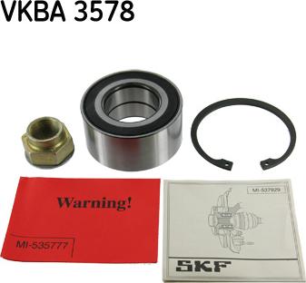 SKF VKBA 3578 - Комплект подшипника ступицы колеса autosila-amz.com