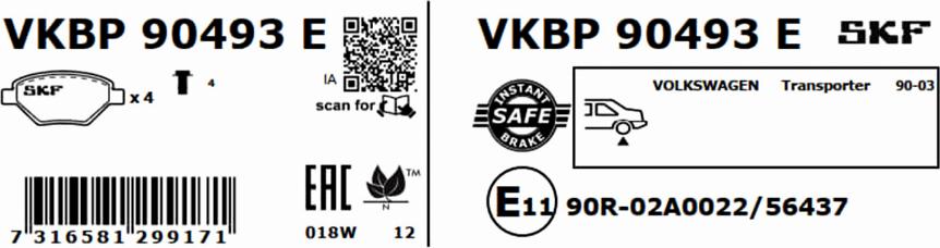 SKF VKBP 90493 E - Автозапчасть autosila-amz.com