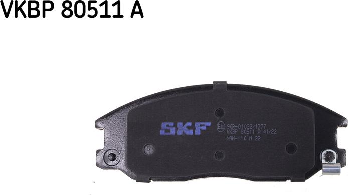 SKF VKBP 80511 A - Тормозные колодки, дисковые, комплект autosila-amz.com