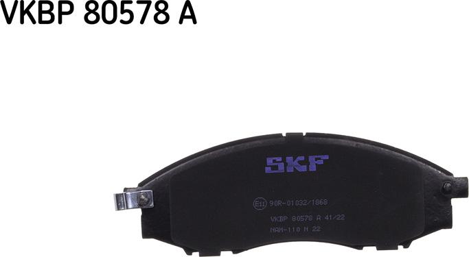 SKF VKBP 80578 A - Тормозные колодки, дисковые, комплект autosila-amz.com