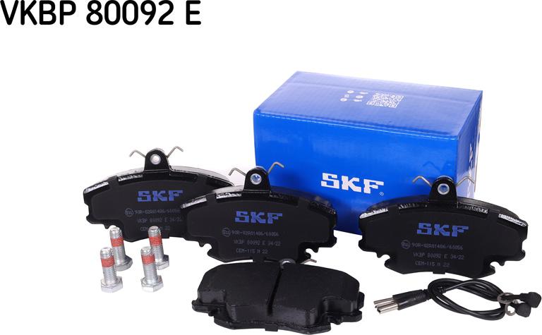 SKF VKBP 80092 E - Тормозные колодки, дисковые, комплект autosila-amz.com