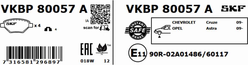 SKF VKBP 80057 A - Автозапчасть autosila-amz.com