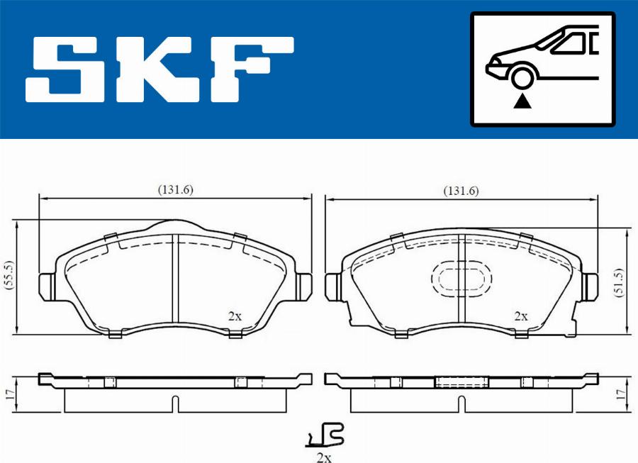 SKF VKBP 80062 A - Тормозные колодки, дисковые, комплект autosila-amz.com