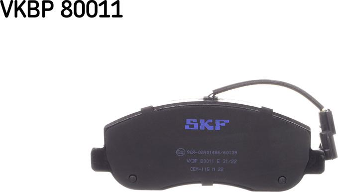 SKF VKBP 80011 E - Тормозные колодки, дисковые, комплект autosila-amz.com