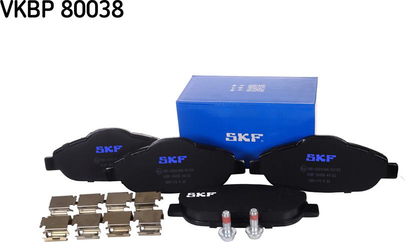 SKF VKBP 80038 - Тормозные колодки, дисковые, комплект autosila-amz.com