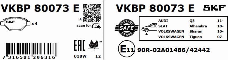 SKF VKBP 80073 E - Автозапчасть autosila-amz.com