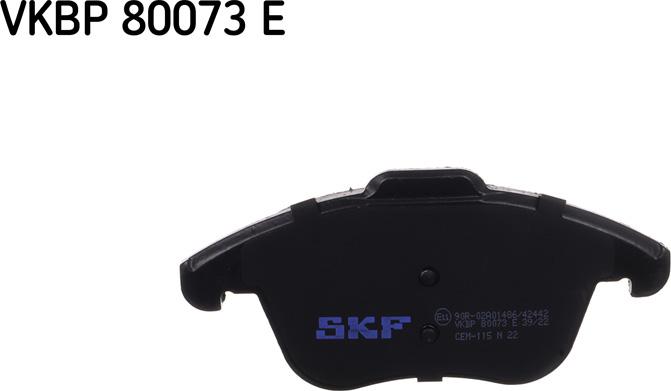 SKF VKBP 80073 E - Тормозные колодки, дисковые, комплект autosila-amz.com