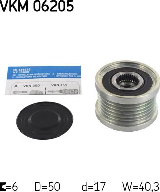 SKF VKM 06205 - Шкив генератора, муфта autosila-amz.com