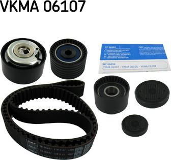 SKF VKMA 06107 - Комплект ремня ГРМ: ремень ГРМ, ролик-натяжитель, ролик обводной 2 шт., прокладка autosila-amz.com