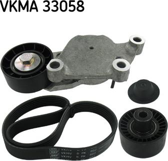 SKF VKMA 33058 - Комплект поликлинового ремня (с роликами) CITROEN C1, C2, C2 ENTERPRISE, C3 I, C3 II, C3 PLURIEL, C4 autosila-amz.com