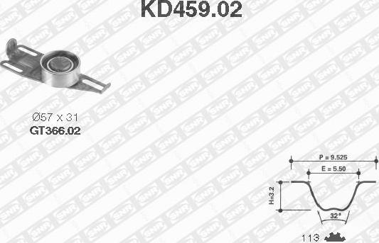 SNR KD459.02 - Комплект зубчатого ремня ГРМ autosila-amz.com